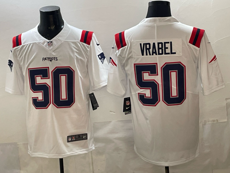 Men 2026 New England Patriots #50 Vrabel white Nike Limited NFL Jersey 002